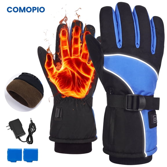COMOPIO Rechargeable Heated Gloves, Men Women Electric Winter Thermal Gloves with 3600mAh Batteries, Touchscreen Warm Gloves for Skiing Hiking Hunting Winter Gifts(Blue)