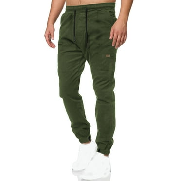 COMOREBI Cargo Pants for Men Casual Trend Leggings Pants Solid Trousers Drawstring Elastic Waist Pants Army Green S