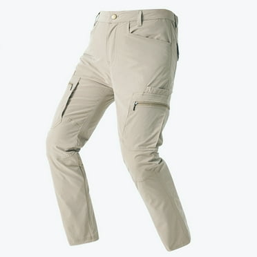 COMOREBI Mens Cargo Pants Casual Trend Solid Multiple with Pockets Quick Drying WorkTrousers Zipper Pants Khaki XL