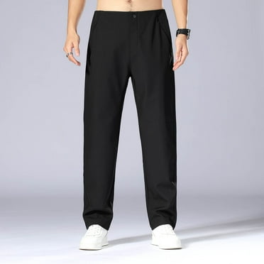 COMOREBI Mens Casual Pants Daily Outdoor Beach Loose Lightweight Breathable Pants for Men Black M