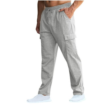 COMOREBI Mens Casual Pants Stylish Joggers Sports Elastic Waist Pockets Cotton Sweat Trousers Long Pants for Men Gray L