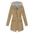 COMOREBI Outdoors Hooded Jacket for Women with Pocket Drawstring Stripe