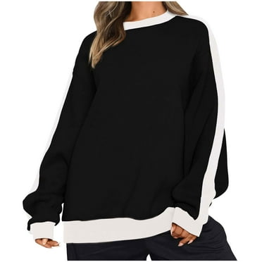 COMOREBI Womens Sweatshirts No Hood Round Neck Long Sleeved With Slit Hem Pullover Tops Womens Winter Clothes Clearance