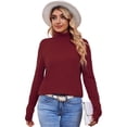 thumbnail image 1 of COMOSOFFER Red Turtleneck Lightweight Sweaters for Women Soft Sweaters Womens Turtleneck Long Sleeve Pullover Knit Sweater Tops, 1 of 7