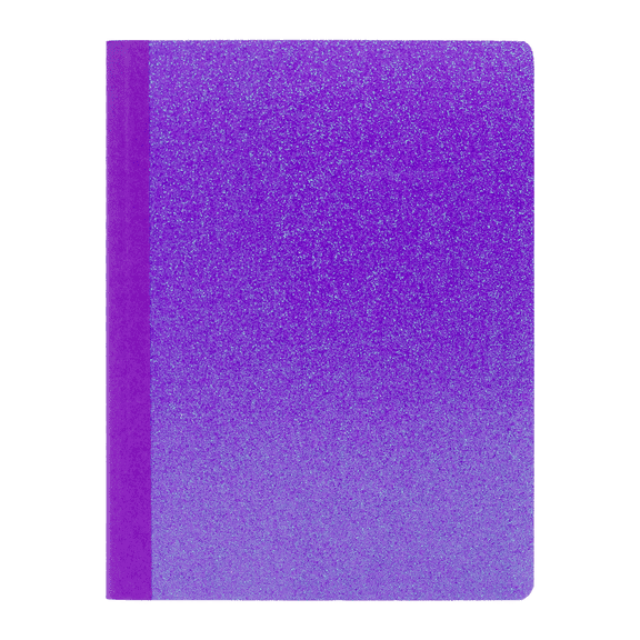 Ecokind Purple Mess-Proof Glitter Composition Book, Wide Rule, 80 Sheets