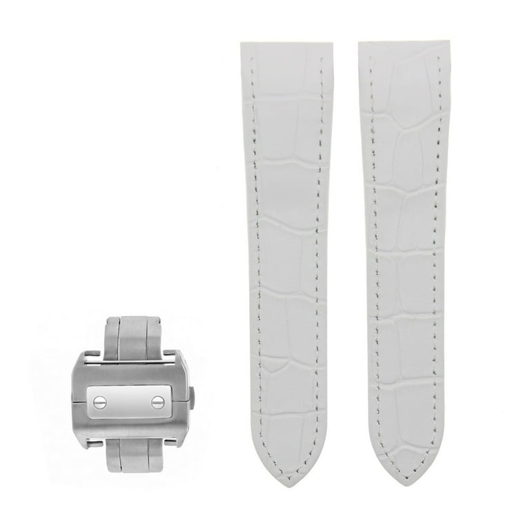 COMPLETE 24.5MM LEATHER STRAP BAND FOR CARTIER SANTOS 100 CHRONO
