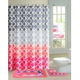 thumbnail image 1 of COMPLETE SET SHOWER CURTAIN W/HOOKS + BATHROOM MAT RUG NEW DESIGNS 15PC, 1 of 2