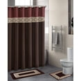 thumbnail image 1 of COMPLETE SET SHOWER CURTAIN W/HOOKS + BATHROOM MAT RUG NEW DESIGNS 15PC, 1 of 2