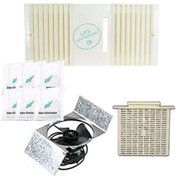 COMPLETE UNIT- CA-90 Ductless Exhaust Fan Grille Louver, Motor and Unscented Filter Cartridge, Fan Blade, Metal Housing and Motor Mount - Complete Set (BEIGE)