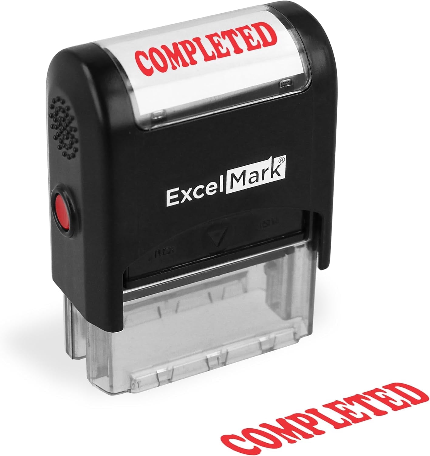 ExcelMark Completed Self Inking Rubber Stamp - Red Ink