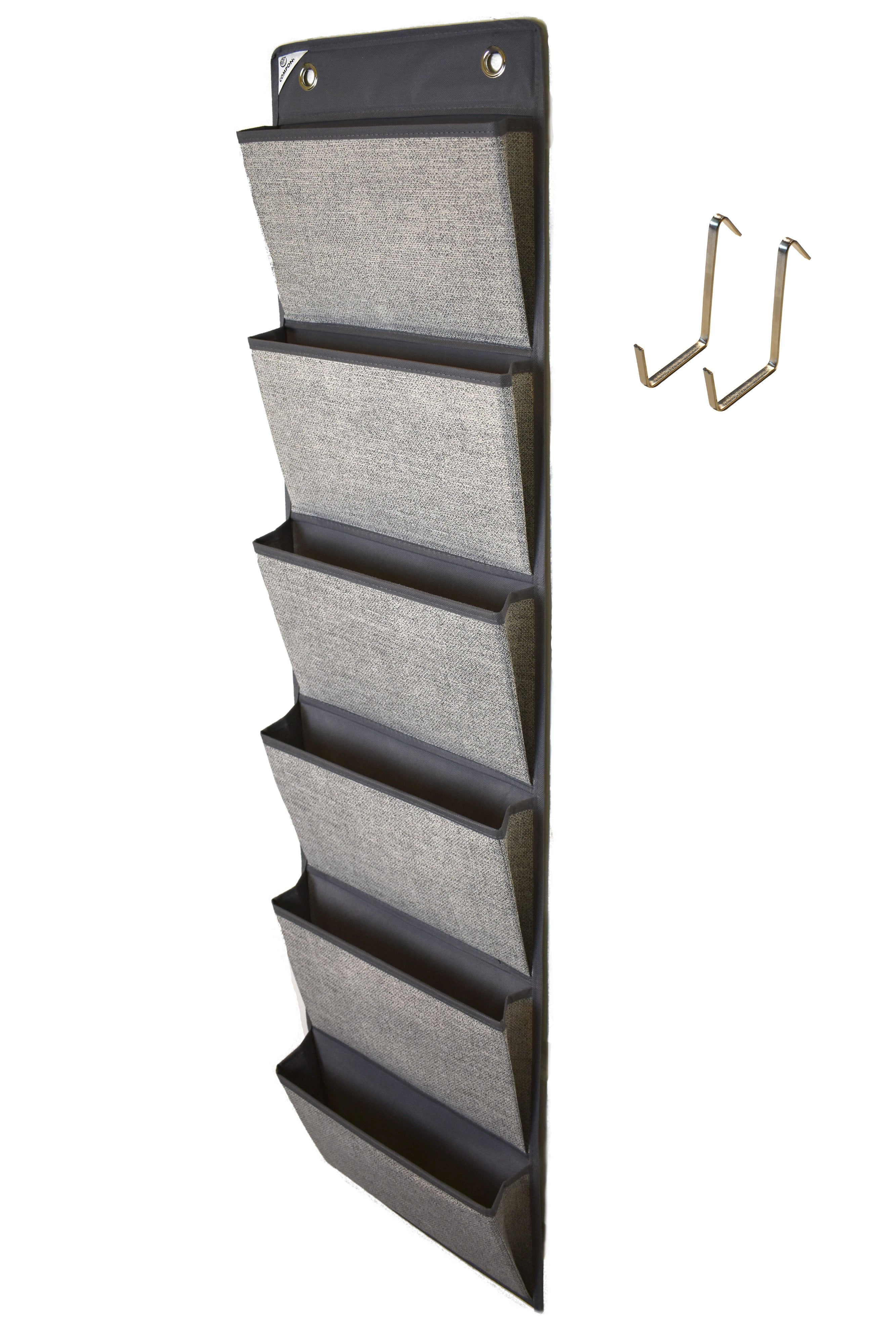 Heather Gray Portable 6-Pocket Over the Door Organizer