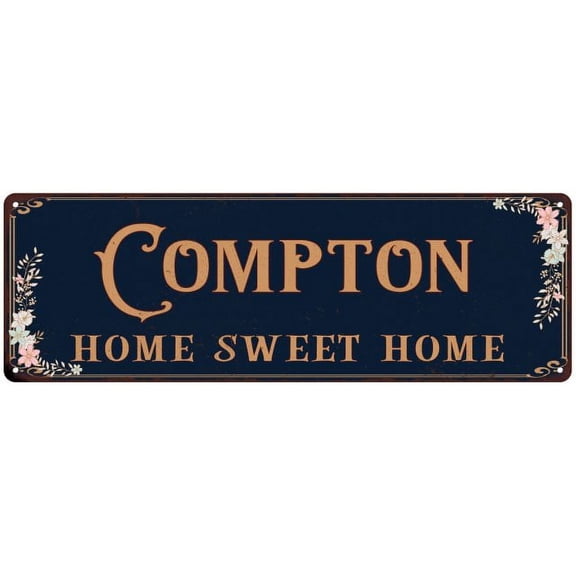 COMPTON Home Sweet Home Victorian Look Gift 6x18 Metal Sign 206180046812