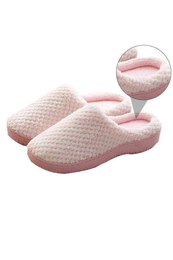 1 Pair Plush Cotton Guest Slippers Thickened Soft Anti- Indoor Shoes for Couples Comfort