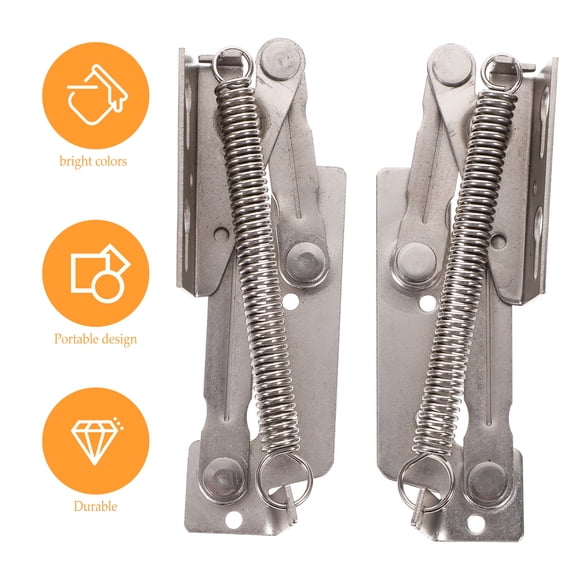 COMPUKAS 1 Pair Spring Loaded Locking Support Hinges, Nickeled Steel Cabinet Hinges 5.3 x 1.8 Inches for Doors
