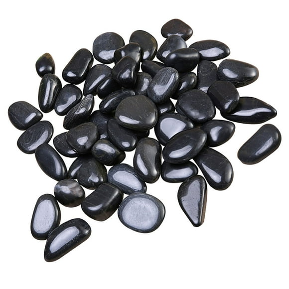COMPUKAS 1 Set Aquarium Gravel River Stones for Outdoor Landscaping Black Smooth