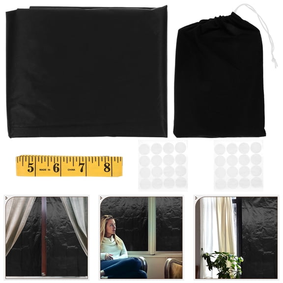 COMPUKAS 1 Set of Blackout for Window Black Fabric Blocks Sunlight Office