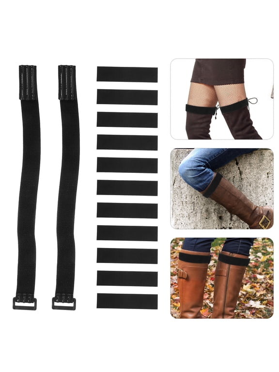 Adjustable Boot Straps Non-Slip Black Polyester for High Boots 1Set