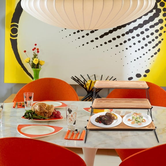 COMPUKAS 1 Set of Wood Serving Tray for Homeowners Coffee Wooden Decorative Tray Multi-level Display