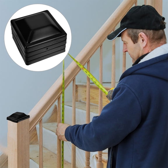 COMPUKAS 10 Caps Fence Caps Plastic Square Black for Outdoor Use by Landscapers