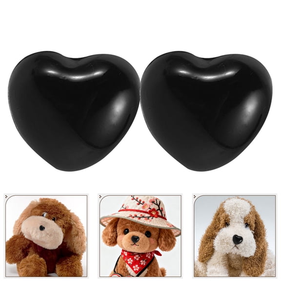 COMPUKAS 100Pcs Black Heart Shape Safety Noses for Stuffed Animals Durable and Lightweight Plush Repair Noses