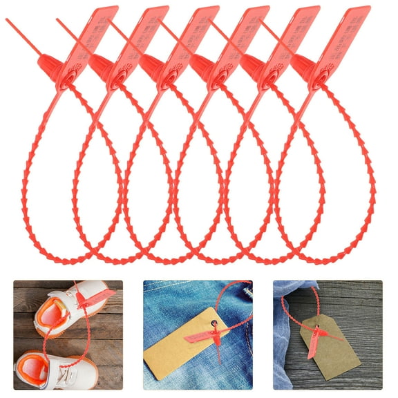 COMPUKAS 100Pcs Red Self Locking Cable Ties with Labels for Wire Bundling and Security in Workshop and Home