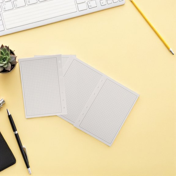 COMPUKAS 100Pcs Refillable Grid Paper Sheets for Planner with Accurate Hole Punches and Bleed Resistant Paper
