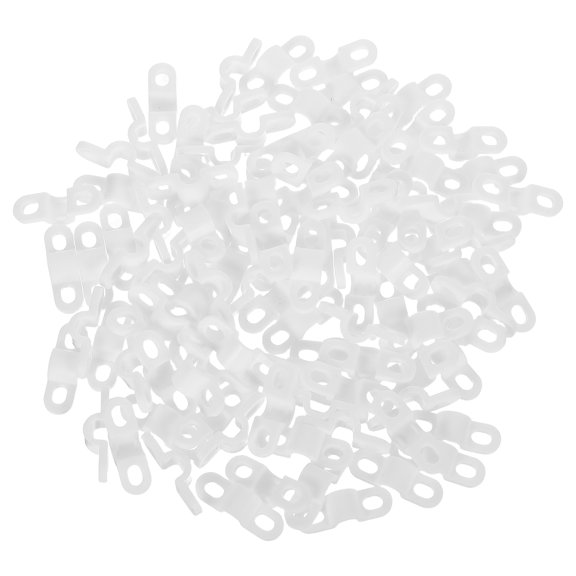 COMPUKAS 100Pcs White Cable Holder Clips with Straight Bar Design for Indoor and Outdoor Cable Management