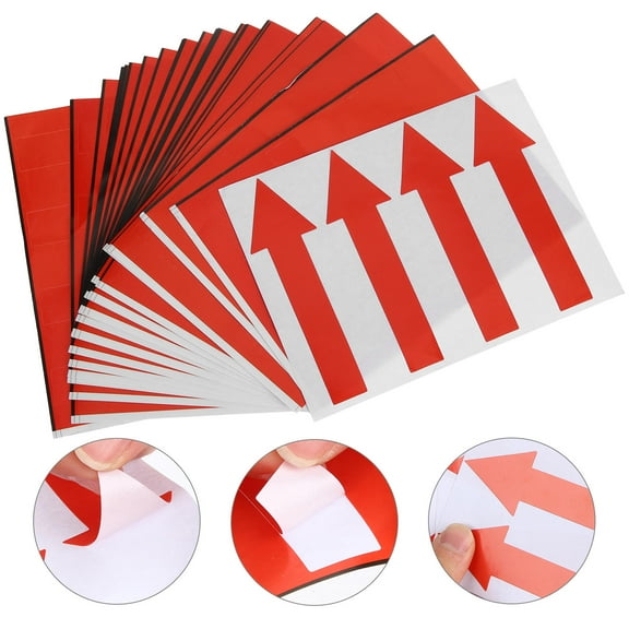 COMPUKAS 100pcs Arrows Signs Paper Safety Caution Labels for Surfaces