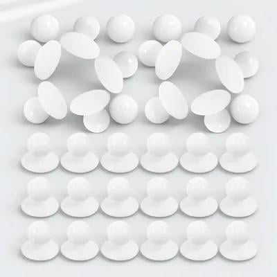 COMPUKAS 100pcs Chef Coat Button Plastic White Round Ball Shape DIY Crafting