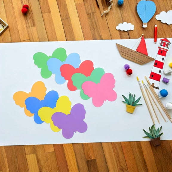 COMPUKAS 108pcs Butterfly Paper Shape for DIY Crafts and Spring Theme Classroom Decoration Multi