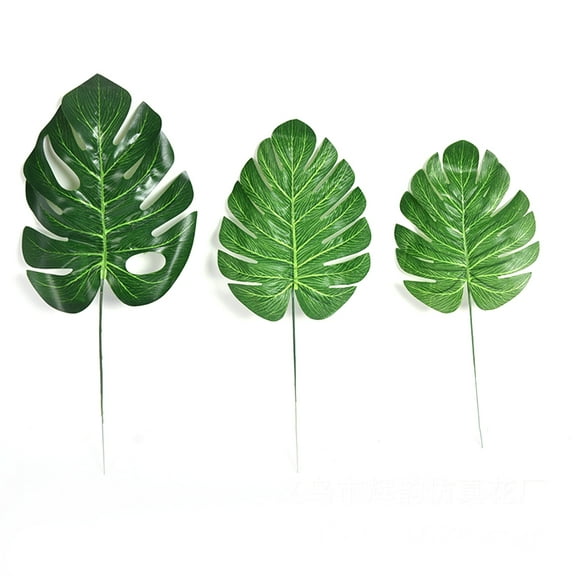 COMPUKAS 10Pcs Artificial Monstera Plant Green Leaves for Tropical Island Atmosphere Decor