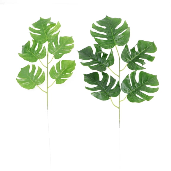 COMPUKAS 10pcs Green Artificial Leaves Fabric Light Green Realistic Design