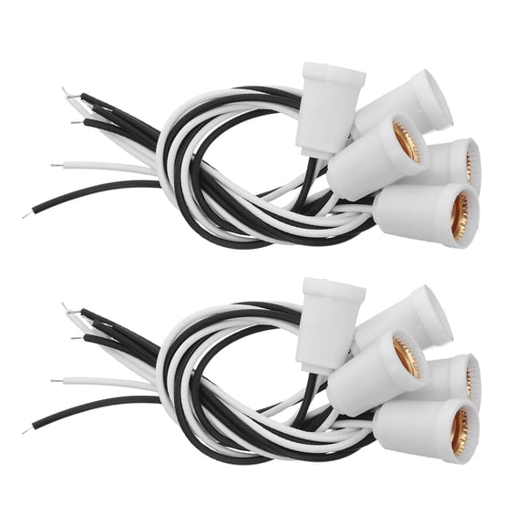 COMPUKAS 10Pcs E12 Incandescent Lamp Socket Base with Insulated Wire Leads for Enhanced Safety