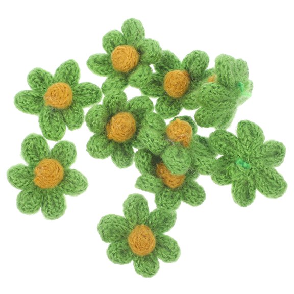 COMPUKAS 10Pcs Green Floral Yarn Flower Sew on Patches for Clothes Bags and Decorative Use