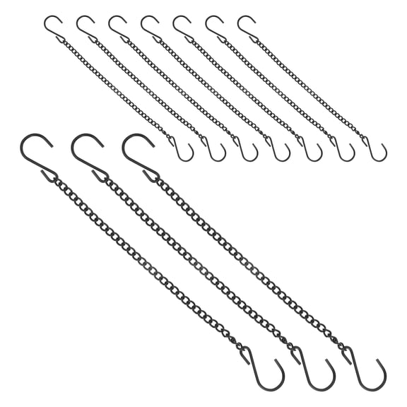 COMPUKAS 10Pcs Hanging Chain with Hooks Black Metal for Picture Sign and Basket Display