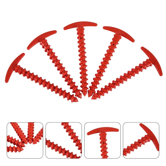 COMPUKAS 10Pcs High Strength Red Nylon Tent Ground Fixator Spiral Stakes