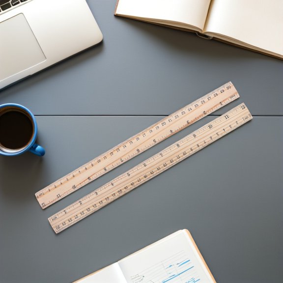 COMPUKAS 10Pcs Khaki Wood Straight Edge Ruler with Dual Scale for Office and Engineering