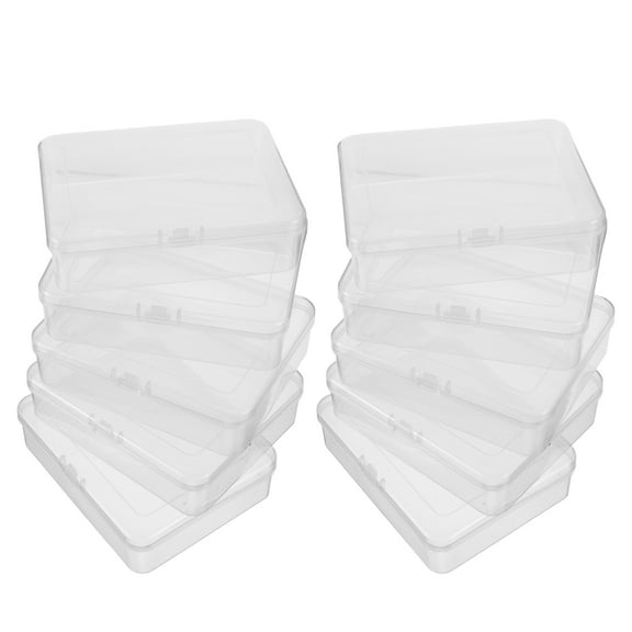 COMPUKAS 10Pcs Plastic Organiser Box Rectangular Minimalist Design for Storing Jewelry and Coins