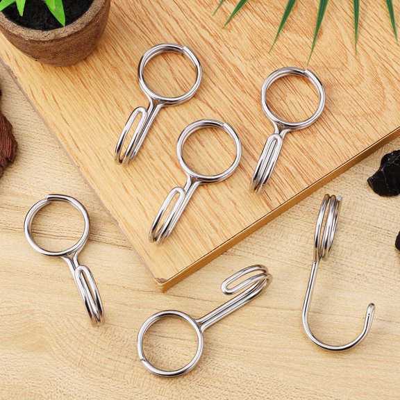 COMPUKAS 10Pcs Ratchet Strap Hooks Plated Silver Metal for Home Use Tension Strap Hooks with Split Ring