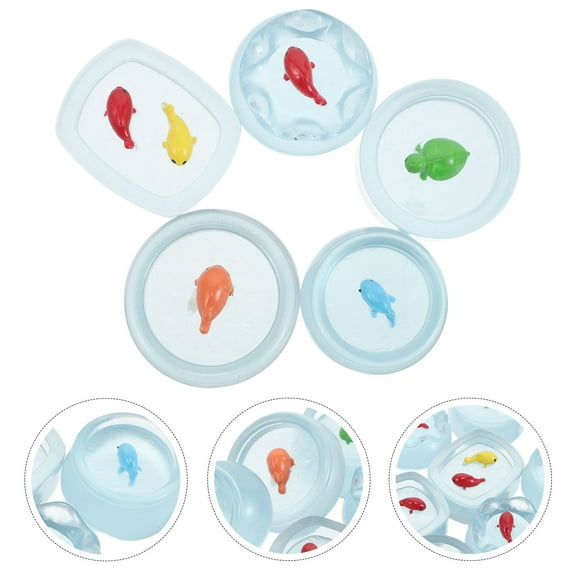 COMPUKAS 10Pcs Glowing Goldfish Bowls with Sky Blue Glow for Home Decorative Aquarium Scene