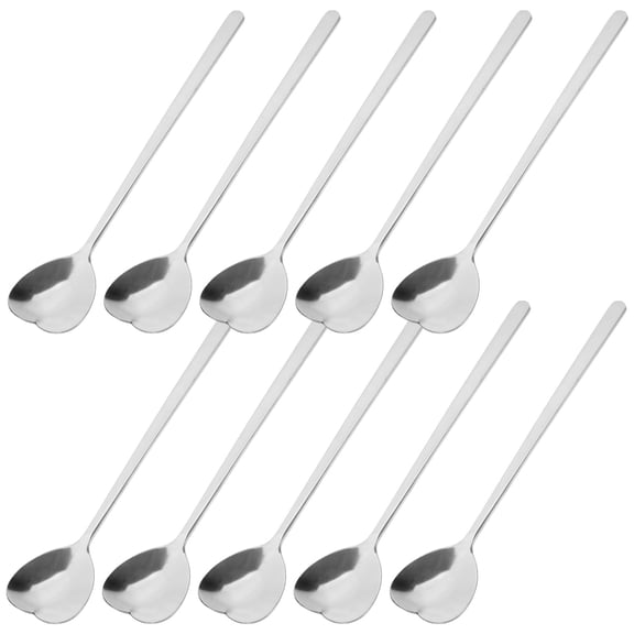 COMPUKAS Stainless Steel Heart-Shaped Pudding Spoon 15cm Kitchen Utensil 10 Pack