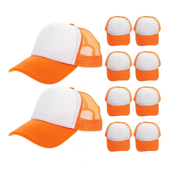 COMPUKAS 10Pcs Sublimation Baseball Caps with DIY Printing for Daily Dressing in Orange