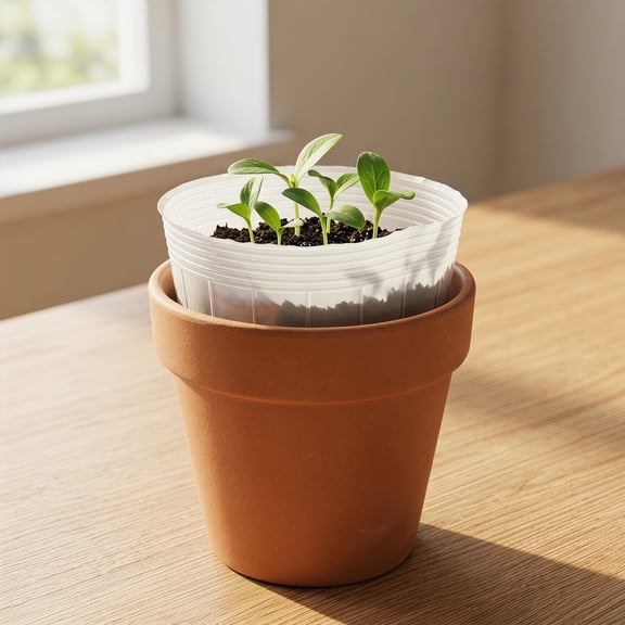 COMPUKAS Transparent Plastic Planter Inserts for Indoor Plants with Drainage Holes