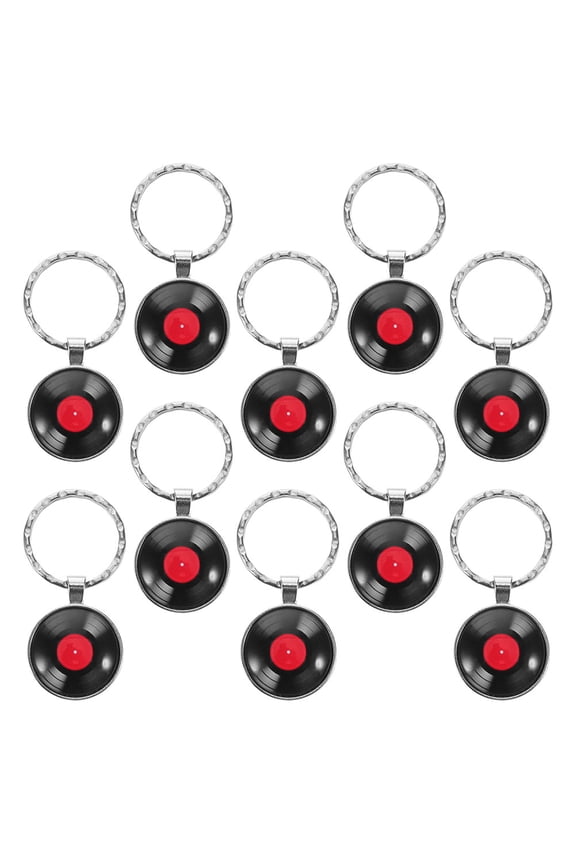 10Pcs Unique Vinyl Record Keychain Metal Pendant Stylish Retro Music Accessory