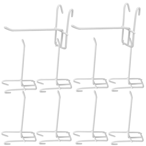 COMPUKAS 10Pcs White Grid Panel Utility Hooks Strong Iron Grid Shelf Display Hanging Hooks