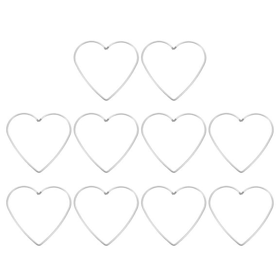COMPUKAS Metal Craft Hoops Silver 10Pcs 3.9In Heart Shape Iron