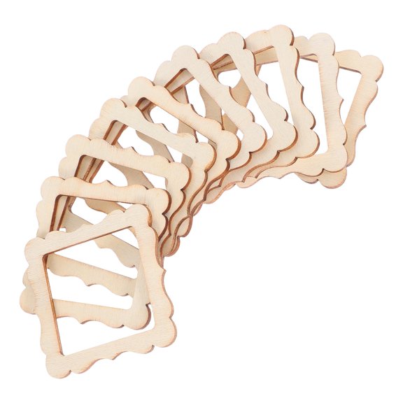 COMPUKAS 10pcs Lace Photo Frame Shape Wooden Pieces for DIY Art Birthday