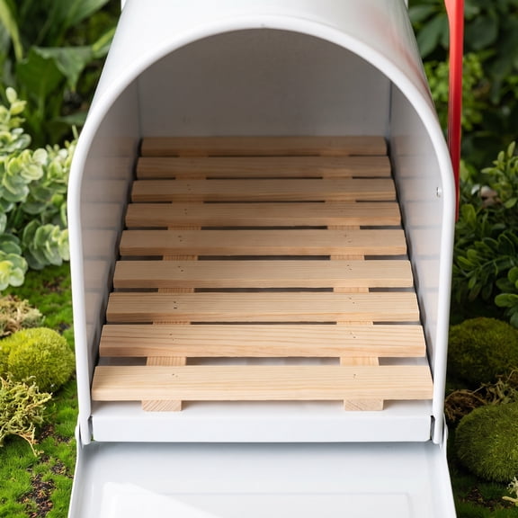 COMPUKAS Mailbox Wooden Slat Base Drainage Grate, Light Brown Moisture Control, Optimal Drainage Support