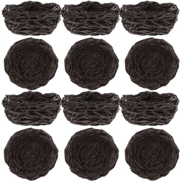 COMPUKAS 12Pcs Artificial Bird Nest Resin Home Crafts Decoration Accessory Black