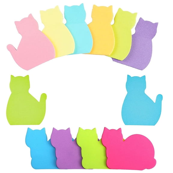 COMPUKAS 12pcs Cat Shaped Memo Pad, 30 Sheets Paper Note Stickers for Office